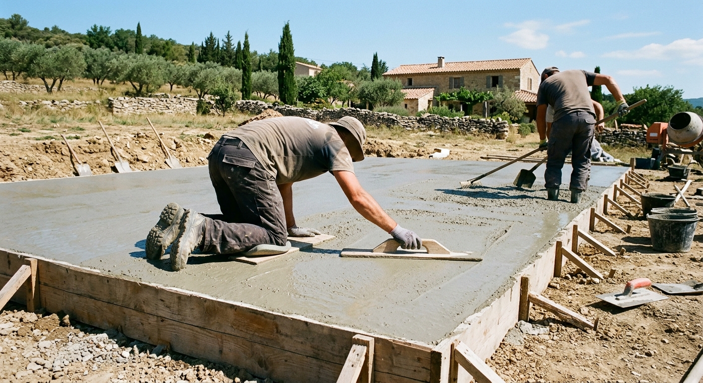 Coulage de dalle béton et fondations à Manosque - DGM Père et Fils