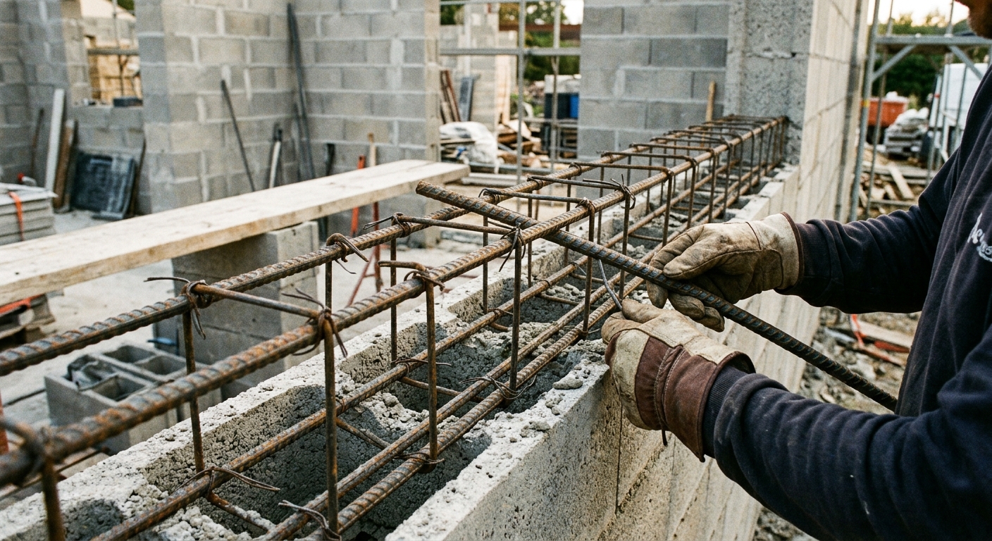 Ferraillage et chaînage de mur porteur à Manosque