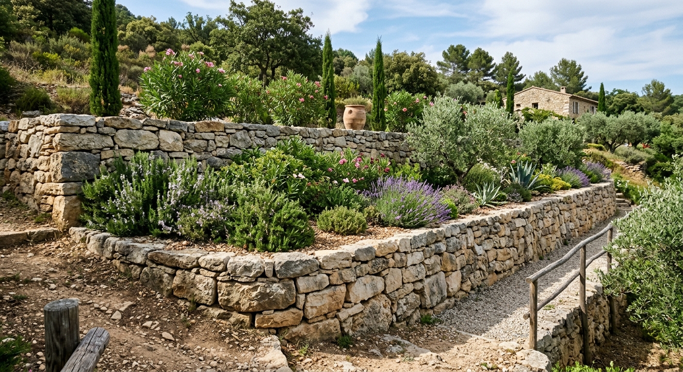 Muret de soutènement et restanques à Manosque