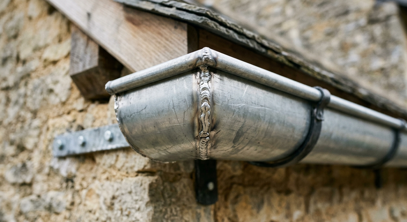 Pose de gouttière en zinc avec soudures traditionnelles à Manosque