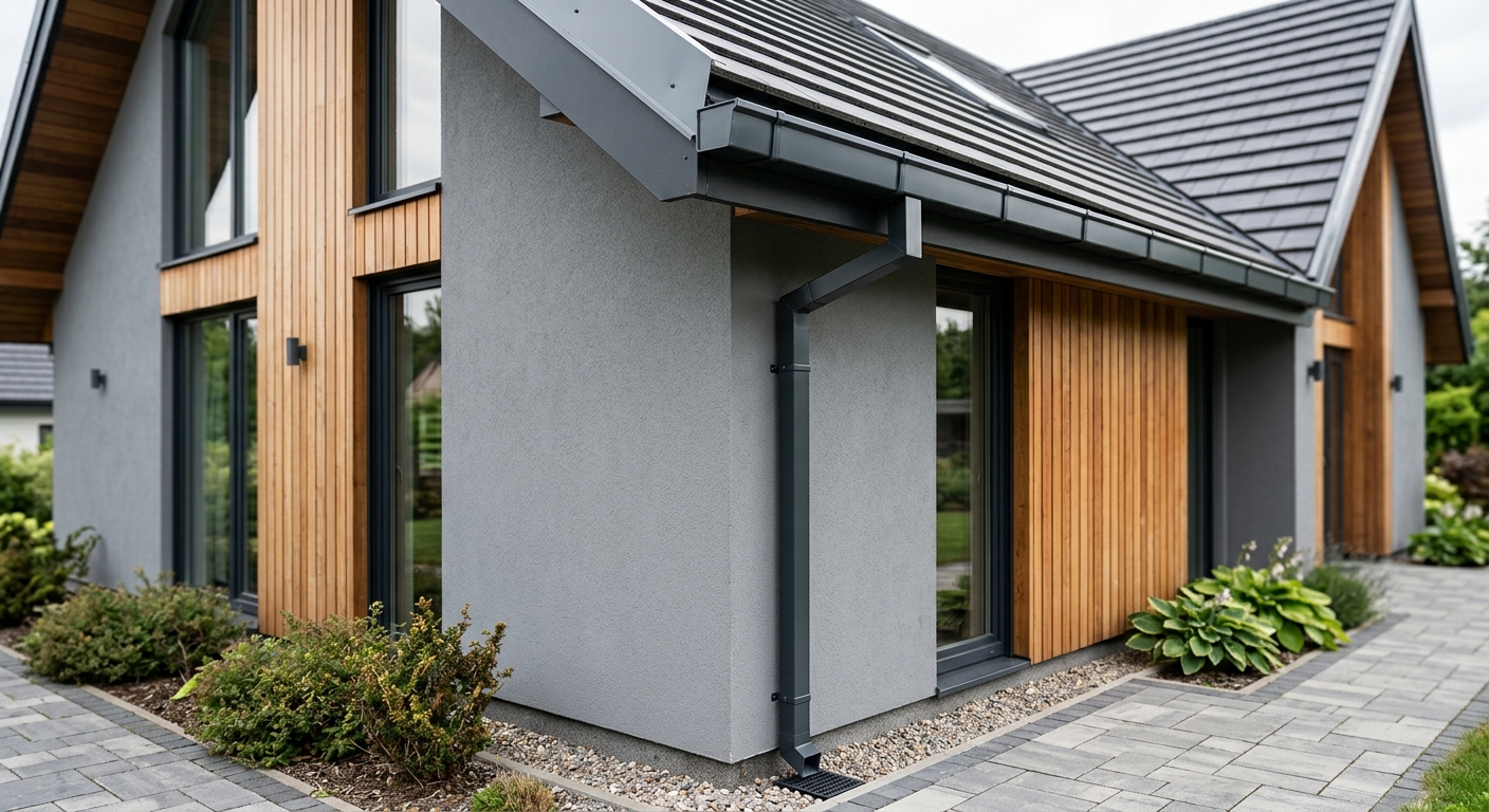 Gouttière en aluminium sur-mesure sur maison contemporaine à Manosque